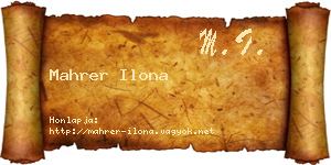 Mahrer Ilona névjegykártya